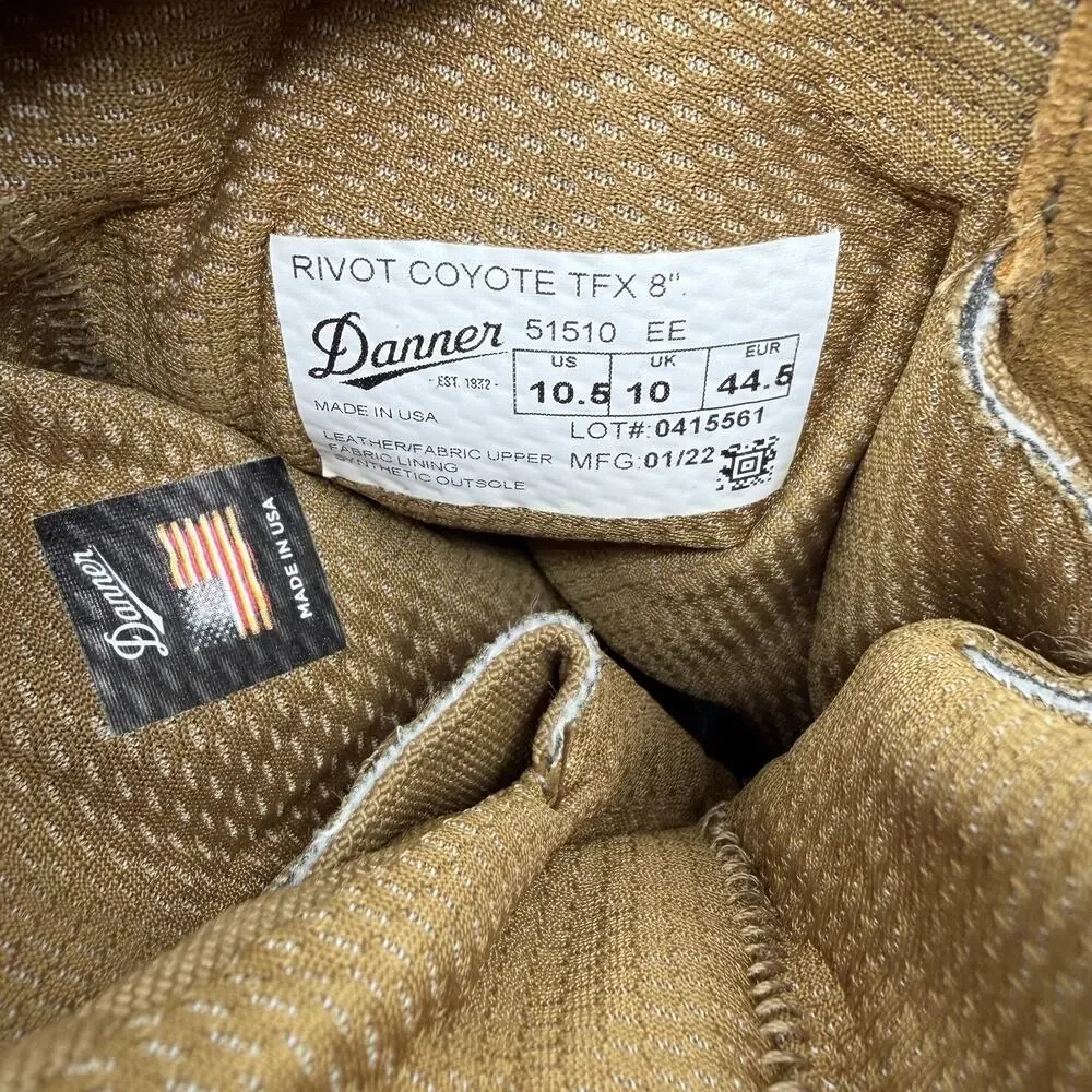 Danner Rivot Coyote TFX 8 Boots Mens Size 10.5 Brown Combat Vibram USA EE 51510